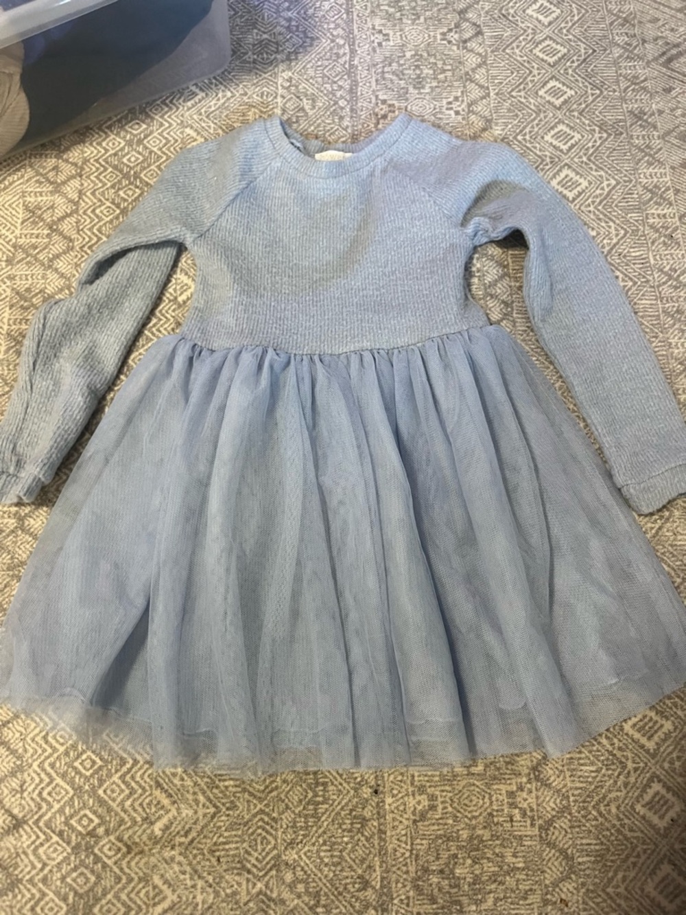btween Light Blue Knit Top Tulle Skirt Dress for Girls